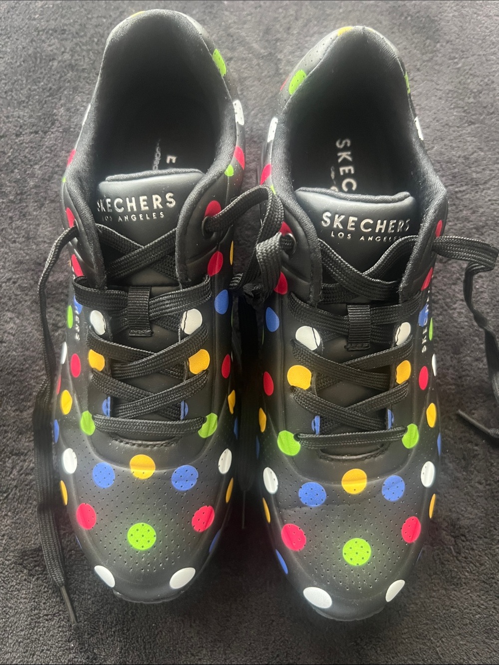Skechers Black Sneakers with Multicolor Polka Dots (nursing sneakers / sneakers)